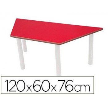 Mesa trapeizodal mobeduc t6 patas de tubo metal tablero mdf laminado 120x60 cm