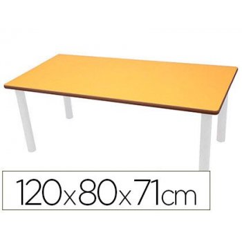 Mesa rectangular mobeduc t5 patas de tubo metal tablero mdf laminado 120x80 cm