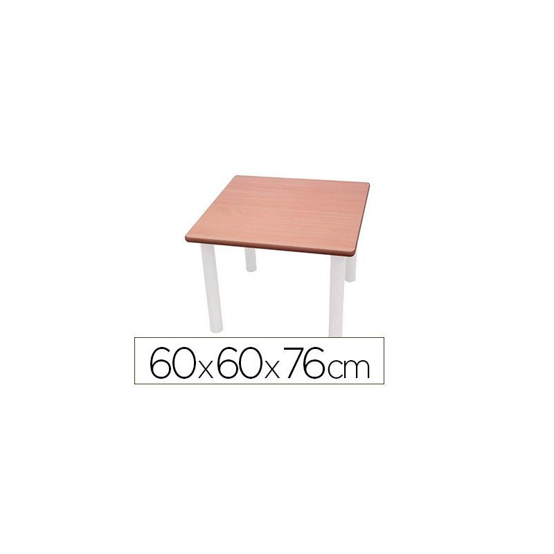 Mesa cuadrada mobeduc t6 patas de tubo metal tablero mdf laminado 60x60 cm