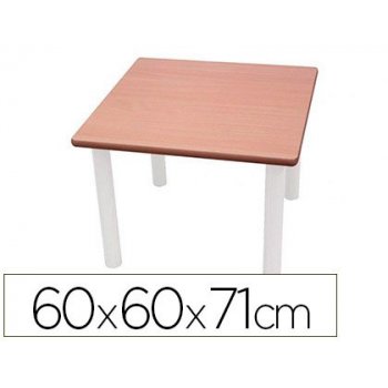 Mesa cuadrada mobeduc t5 patas de tubo metal tablero mdf laminado 60x60 cm