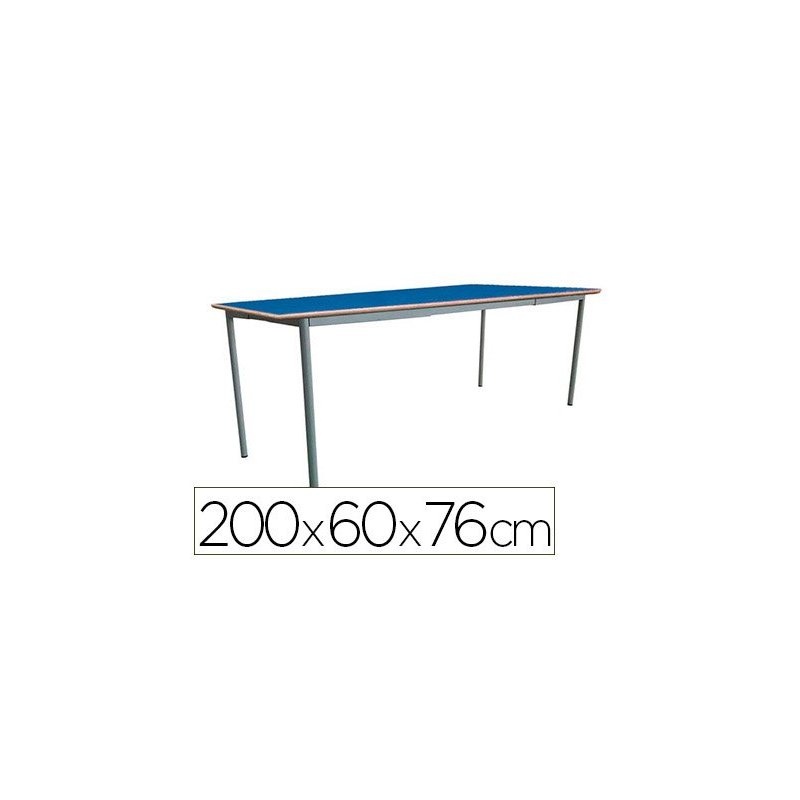 Mesa extensible mobeduc t6 estructura cuadrada patas de tubo metal tablero mdf laminado extensible 200x60 cm