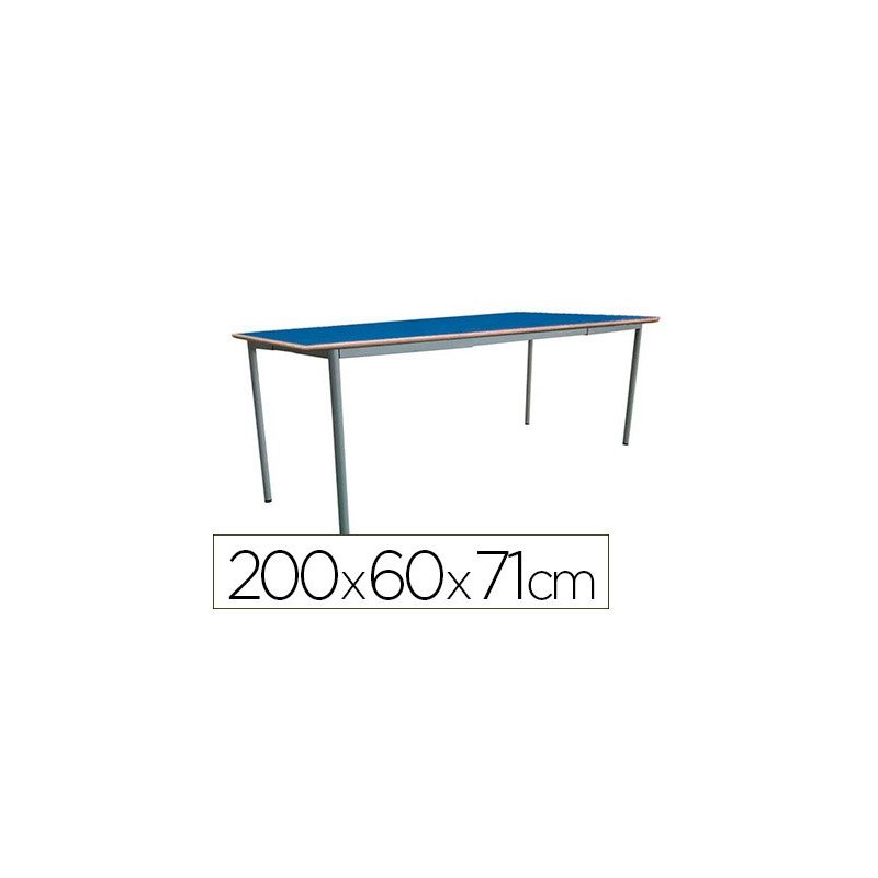 Mesa extensible mobeduc t5 estructura cuadrada patas de tubo metal tablero mdf laminado extensible 200x60 cm