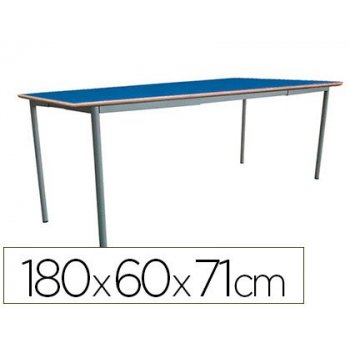 Mesa extensible mobeduc t5 estructura cuadrada patas de tubo metal tablero mdf laminado extensible 180x60 cm