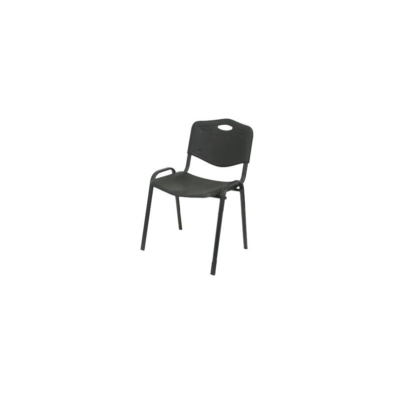 Silla pyc robledo confidente estructura metal negra asiento y respaldo pvc ergonomica y apilable negro