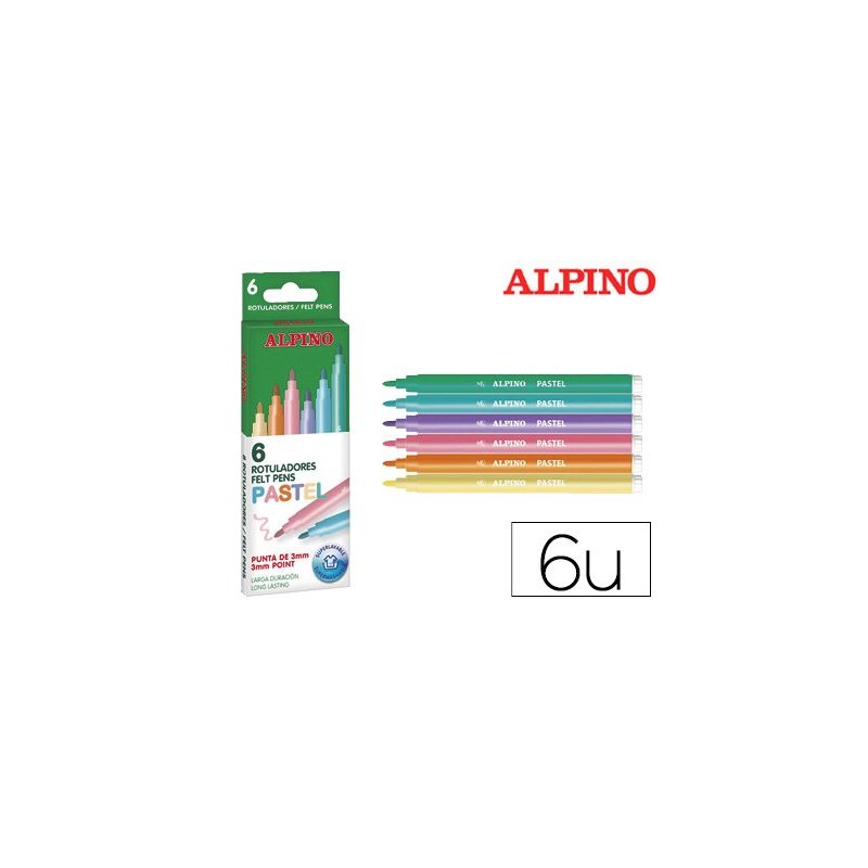 Rotulador alpino standard pastel caja de 6 colores surtidos