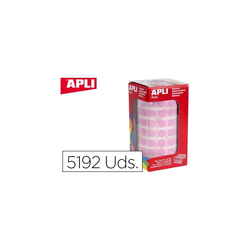 Gomets apli autoadhesivo circulares 10,5 mm rosa rollo con 5192 unidades