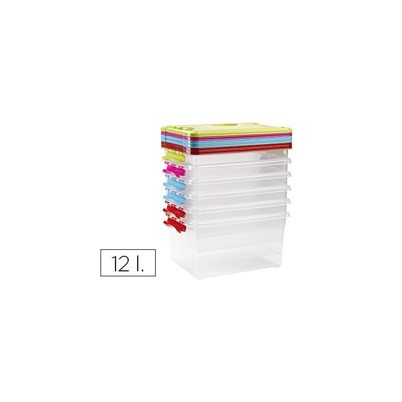 Caja multiusos plastico 12 l n 9 tapa de color con asa 340x270x180 mm