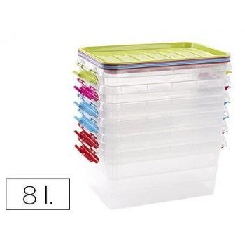 Caja multiusos plastico 8 l n 26 tapa de color sin asa 340x225x155 mm