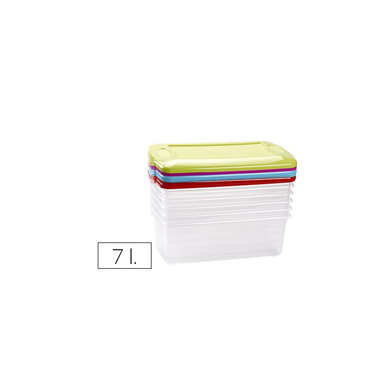Caja multiusos plastico 7 l pequeña con tapa de color 375x210x120 mm