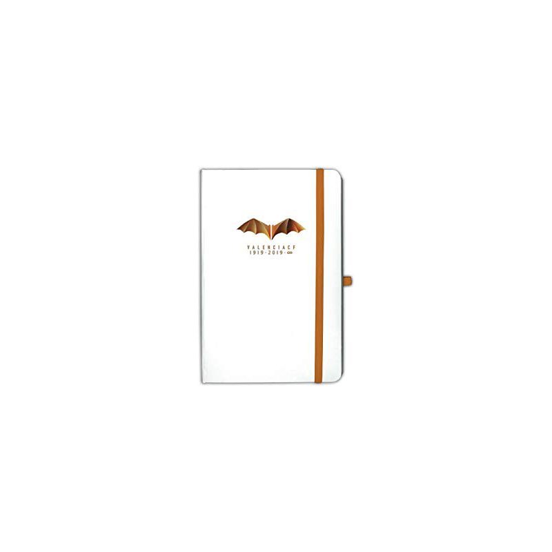 Cuaderno con gomilla tapa polipiel blanca a5 80 hojas 80 gr liso ahuesado valencia cf centenario 1919-2019