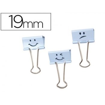 Pinza metalica rapesco reversible 19 mm emojis azul cajita de 20 unidades