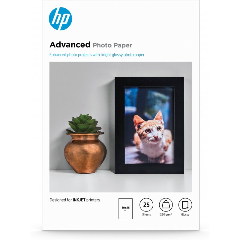 HP Advanced Glossy papel fotográfico Blanco Brillo