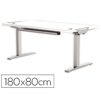 Mesa de oficina levado base metal acero pintado sistema electrico regulable altura tablero blanco 180 x 80 cm