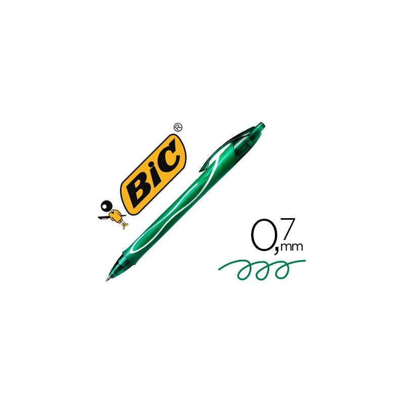 Boligrafo bic gelocity quick dry retractil tinta gel verde punta de 0,7 mm