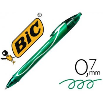 Boligrafo bic gelocity quick dry retractil tinta gel verde punta de 0,7 mm