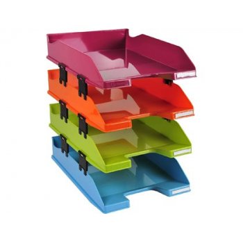 Bandeja sobremesa exacompta plastico arlequin set de 4 unidades colores surtidos 346x254x243 mm