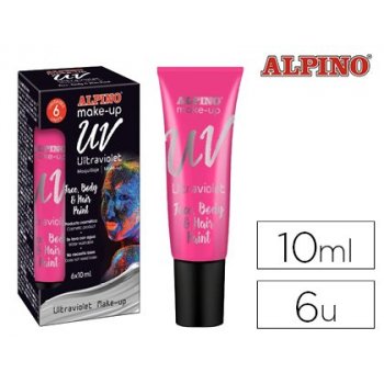Maquillaje alpino fluorescente bajo luz ultravioleta rosa tubo 10 ml caja de 6 unidades