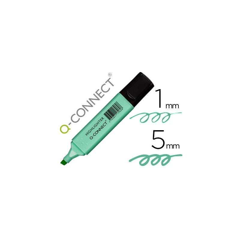 Rotulador q-connect fluorescente pastel azul punta biselada