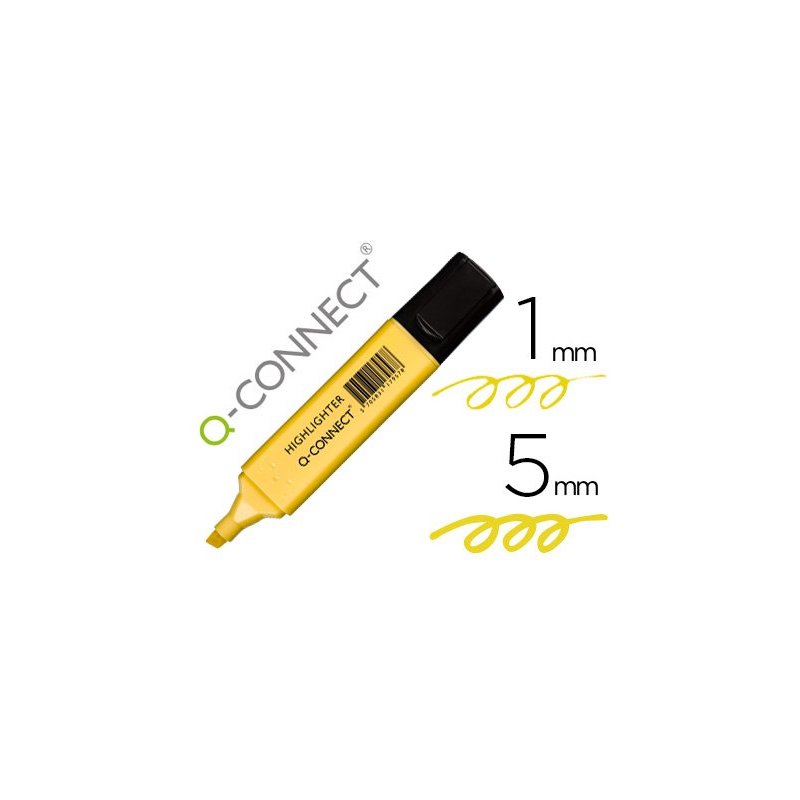 Rotulador q-connect fluorescente pastel amarillo punta biselada