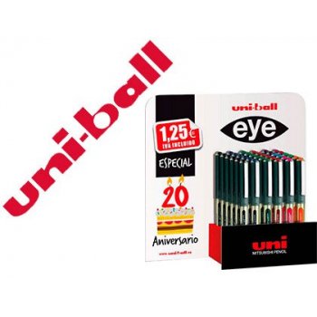 Rotulador uni-ball roller ub-157 micro eye expositor especial 20 aniversario 36 unidades colores surtidos