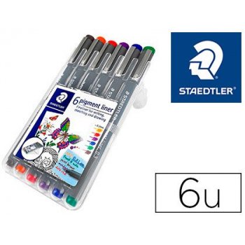 Rotulador staedtler calibrado micrometrico 308 0,3 mm estuche de 6 unidades colores surtidos