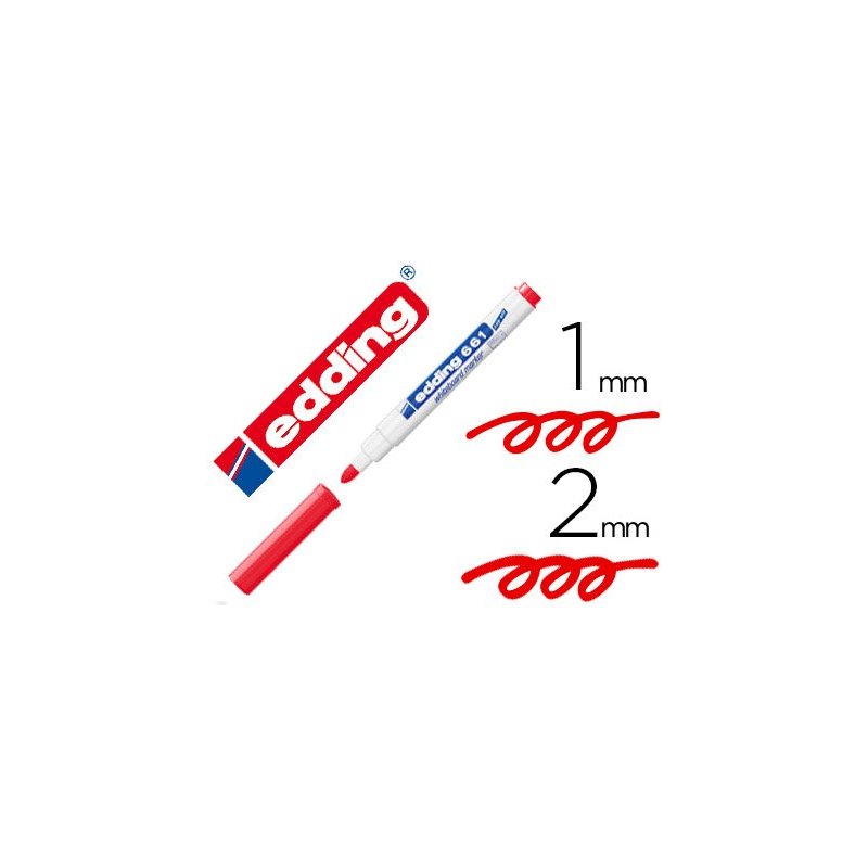 Rotulador edding para pizarra blanca 661 color rojo punta redonda 1-2 mm recargable