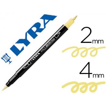 Rotulador lyra aqua brush acuarelable doble punta fina y pincel amarillo crema