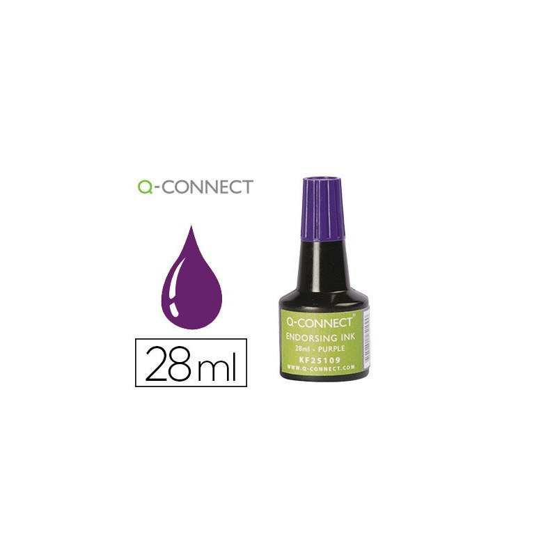 Tinta tampon q-connect violeta frasco 28 ml