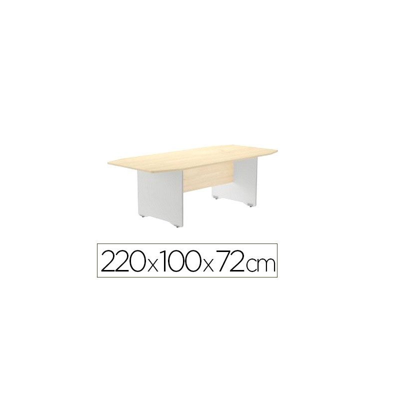 Mesa de reunion rocada meeting 3003ab04 estructura madera gris aluminio tablero madera blanco 220x100x72 cm