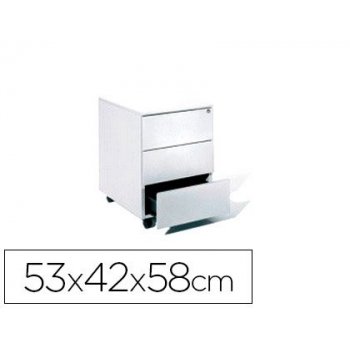 Cajonera metalica rocada con tres cajones serie store 58x40x59,5 cm acabado ac13 blanco blanco