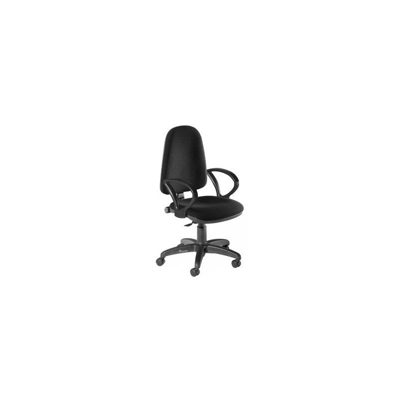 Silla rocada de oficina con brazos y respaldo ajustable altura tapizada en tela negra
