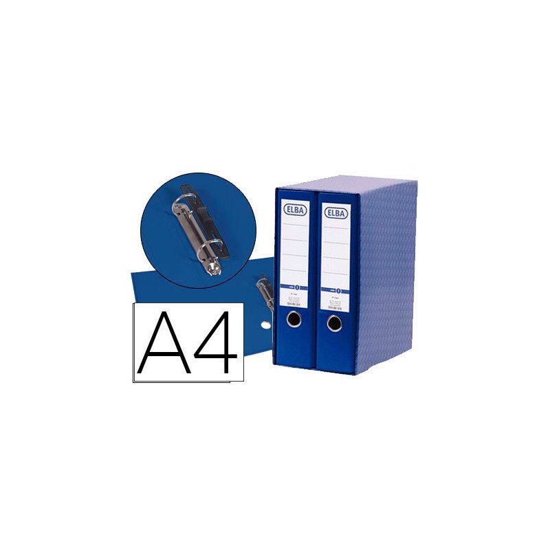 Modulo elba 2 archivadores de palanca din a4 con rado 2 anillas azul lomo de 80 mm