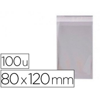 Bolsa polipropileno apli 80x120 mm transparente cierre adhesivo paquete de 100 unidades