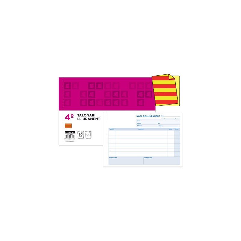 Talonario liderpapel entregas cuarto original t129 apaisado texto en catalan