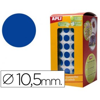 Gomets autoadhesivos circulares 10,5mm azul en rollo