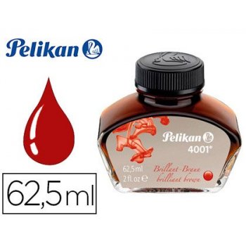 Tinta estilografica pelikan 4001 marron brillante frasco de 62,5 ml