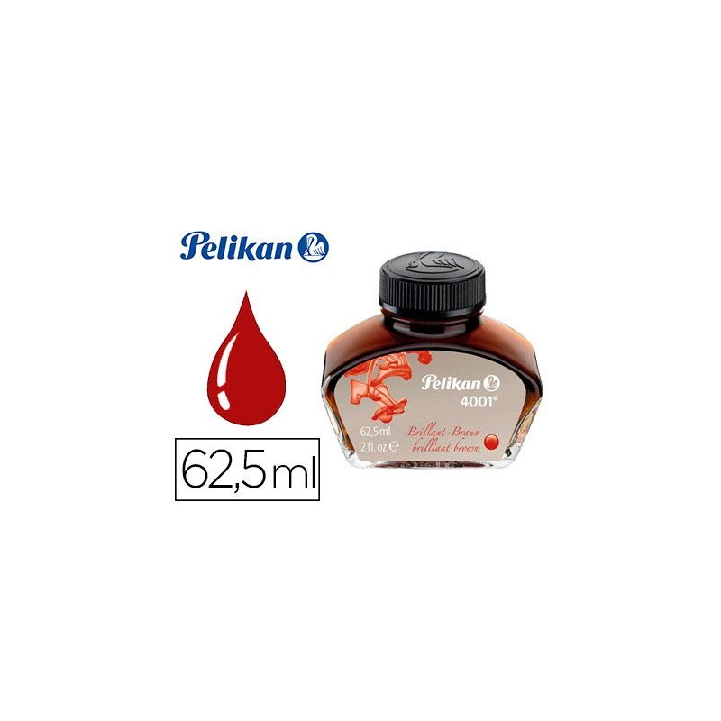 Tinta estilografica pelikan 4001 marron brillante frasco de 62,5 ml