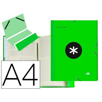 Carpeta liderpapel antartik clasificadora a4 12 departamentos gomas carton forrado color verde