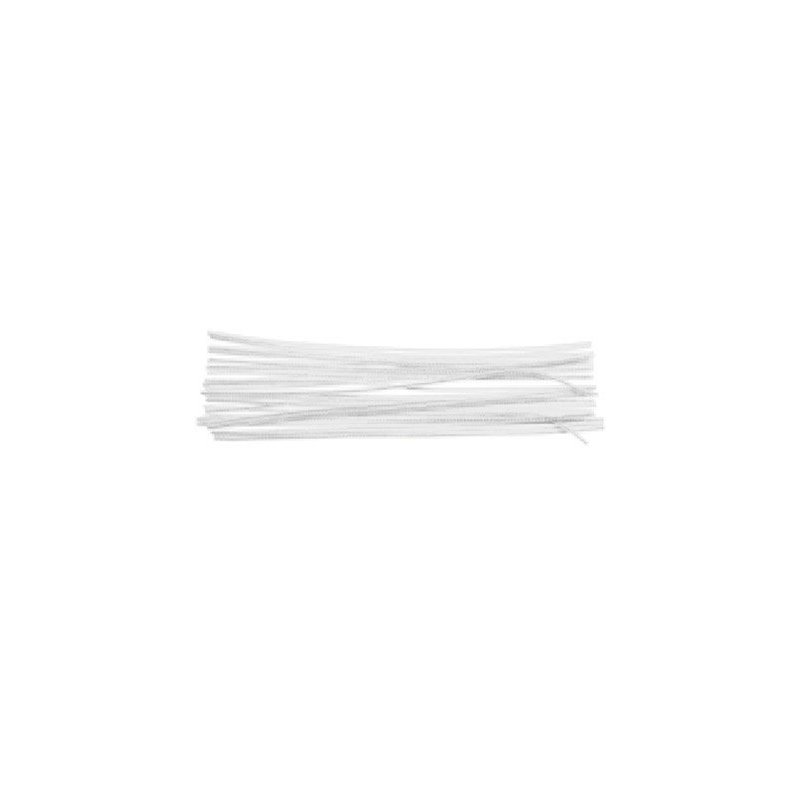 Varillas de chenilles unicolor blanco 50 cm x 0,6 mm blister de 15 unidades