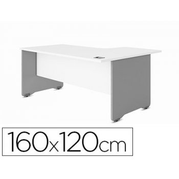 Mesa rocada serie work 160x120 cm derecha acabado ab04 aluminio blanco
