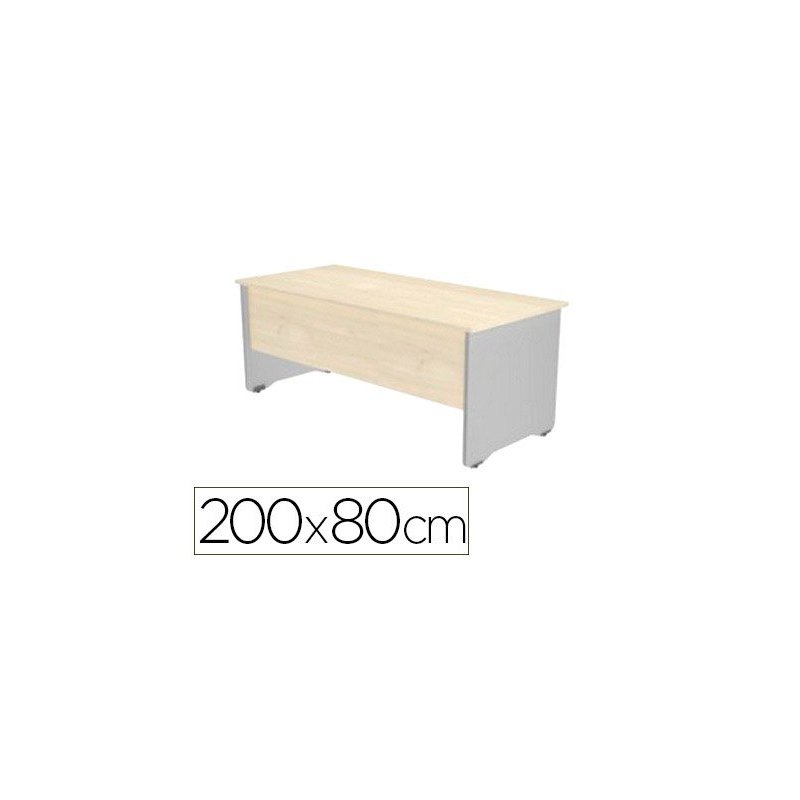 Mesa oficina rocada serie work 200x80 cm acabado ab04 aluminio blanco