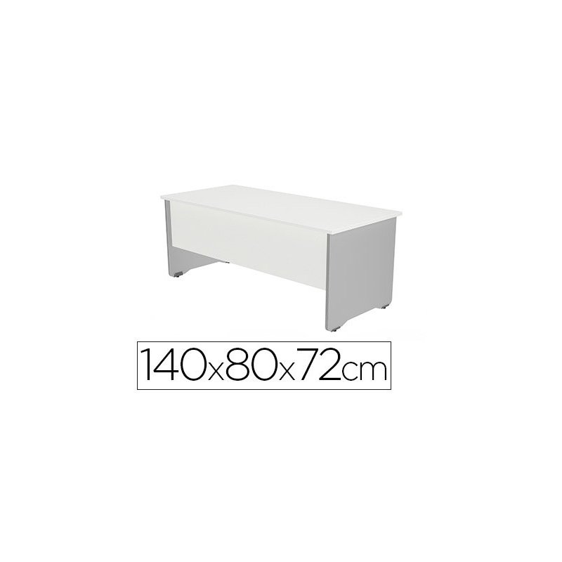 Mesa oficina rocada serie work 140x80 cm acabado ab04 aluminio blanco