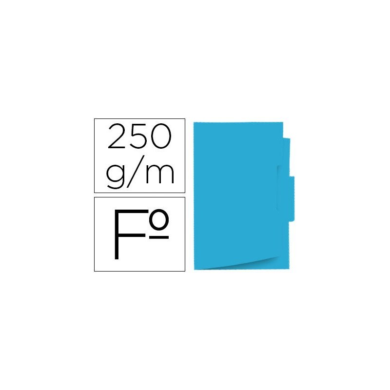Subcarpeta cartulina gio folio pestaña central 250 g m2 azul
