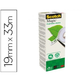 Cinta adhesiva scotch magic 33x19 mm pack de 9 rollos