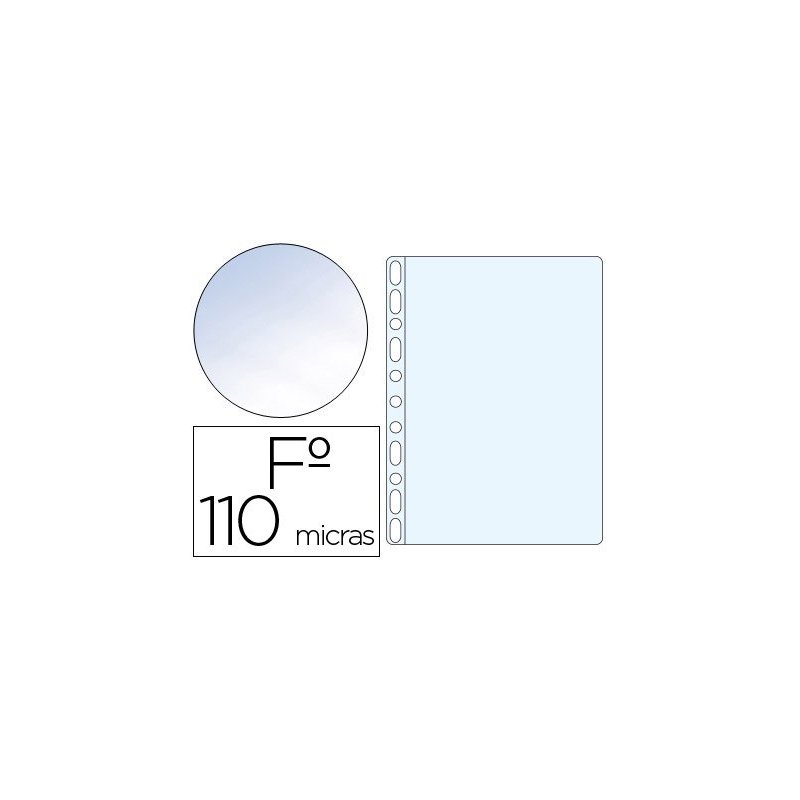 Funda multitaladro q-connect folio pvc 110 micras cristal caja 100 unidades