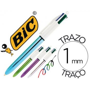 Boligrafo bic cuatro colores shine colores metalizados punta de 1 mm