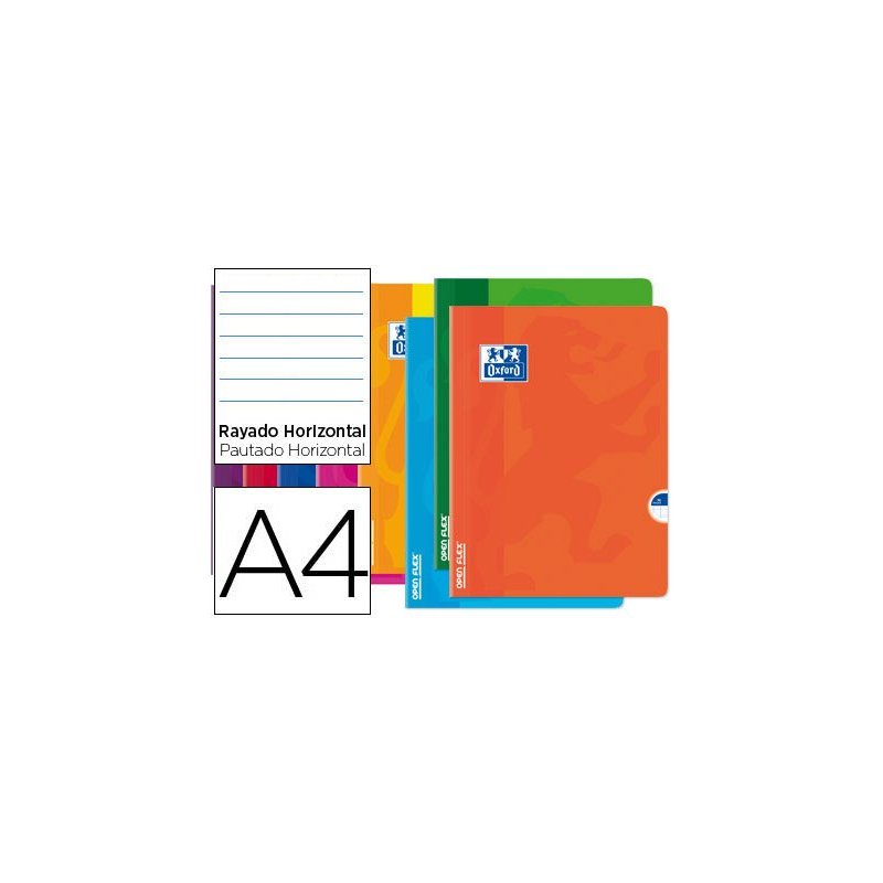 Libreta escolar oxford openflex tapa flexible optik paper 48 hojas din a4 rayado horizontal colores surtidos