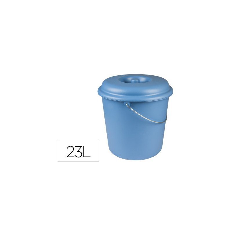 Cubo de basura domestico con tapa 23 litros para bolsas 55x60cm azul