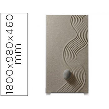 Mampara separadora easyscreen con marco aluminio y panel de tela decorado arena 1800x980x460 mm