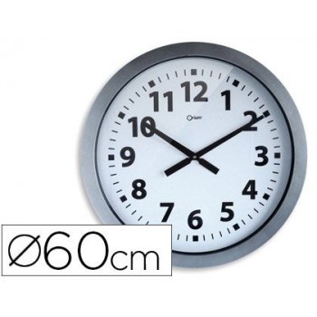 Reloj cep de pared plastico oficina redondo 60 cm de diametro color gris y esfera color blanco